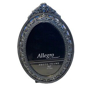 Ornate Pewter Oval Filigree Photo Picture Frame 5" x 7" By Intercraft 13 x 18 cm